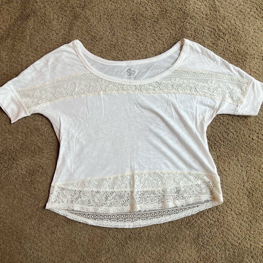 SO White Crop Relaxed T-Shirt